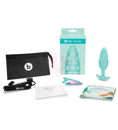 Рельефная вибропробка b-Vibe Bump Texture Plug бирюзовая фото 5