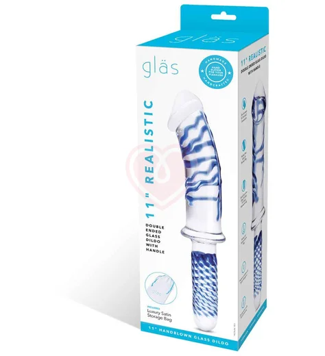 Стеклянный фаллоимитатор с ручкой Glas Realistic Double Ended фото 6