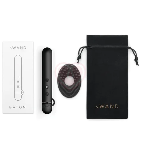 Силиконовый мини-вибратор с насадкой Le Wand Baton чёрный фото 6