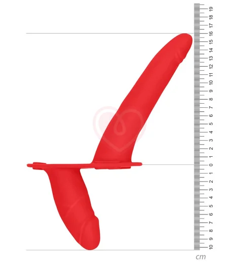 Двойной страпон Ouch! с вибрацией красный фото 2