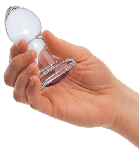 Стеклянная анальная пробка Glas Bling Bling со стразом фото 4