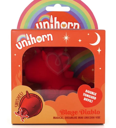 Клиторальный вибратор Unihorn Blaze Diablo со стимуляцией язычком красный фото 5