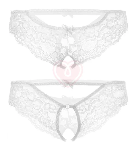 Трусики кружевные с большим вырезом белые фото 3