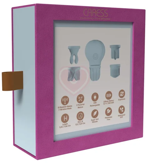 Стимулятор клитора с 5 насадками Adrien Lastic Caress голубой фото 2