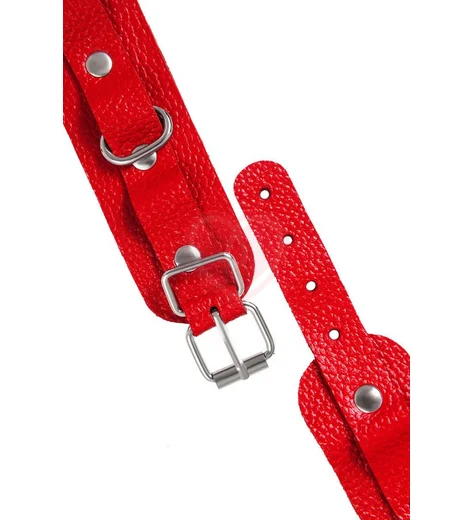 Наручники-браслеты со скругленными углами Pecado BDSM красные фото 5