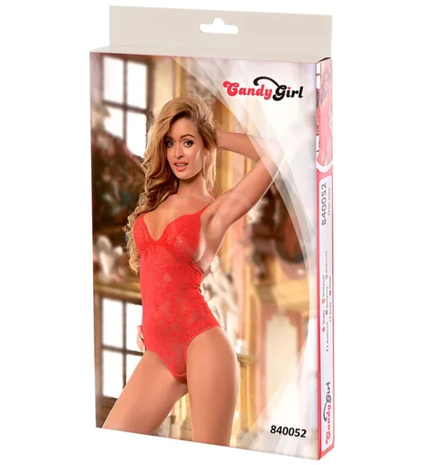 Боди с интимным доступом Candy Girl красное фото 5