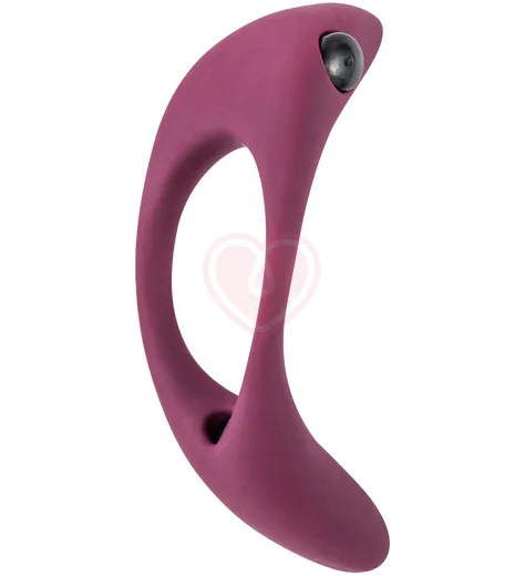 Эрекционное кольцо с двумя вибропулями Pure Passion Lunar бордовое фото 2