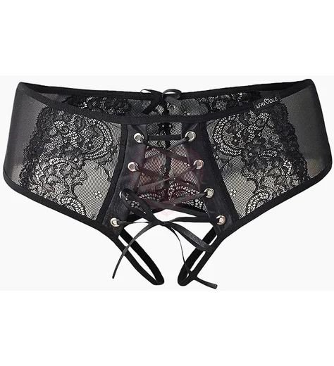 Трусики с открытым доступом и декоративной шнуровкой спереди Easy To Love чёрные фото 3