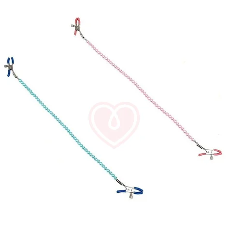 Зажимы на соски с цепочкой Kanikule голубые фото 2