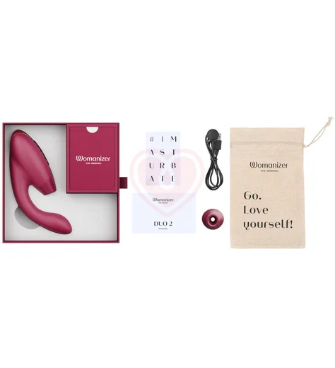 Вибратор с бесконтактной стимуляцией клитора Womanizer DUO 2 бордовый фото 3
