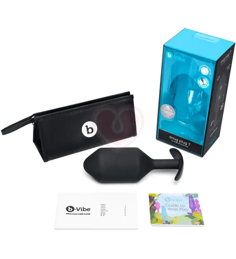 Утяжелённая анальная пробка для ношения b-Vibe Snug Plug 7 огромная чёрная фото 5