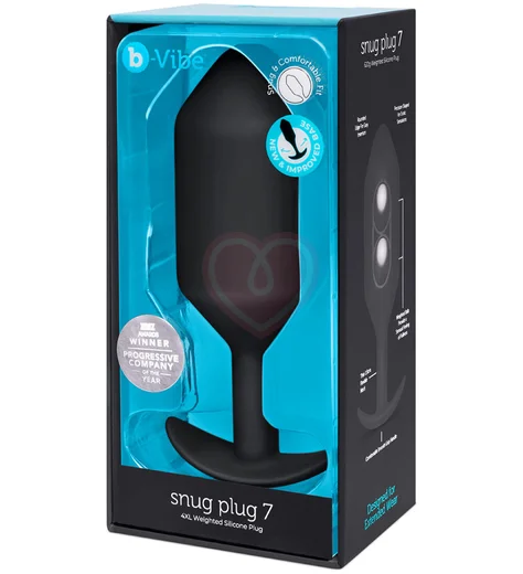 Утяжелённая анальная пробка для ношения b-Vibe Snug Plug 7 огромная чёрная фото 6
