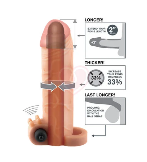 Насадка удлинитель с вибрацией Vibrating Real Feel Extension 16,5 см телесная фото 2