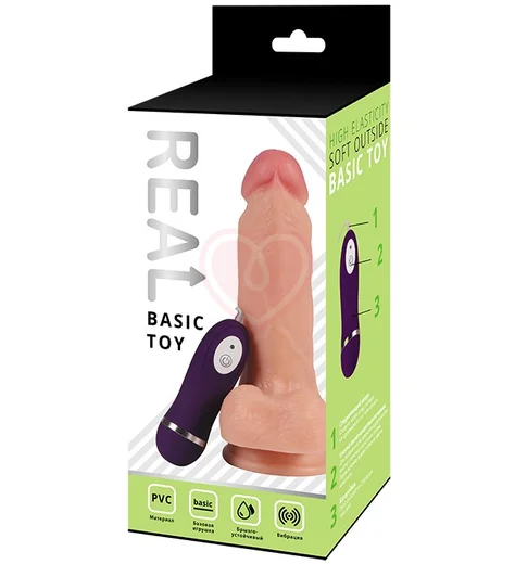 Реалистичный вибратор с мошонкой и пультом Real Basic Toy 17 см фото 2