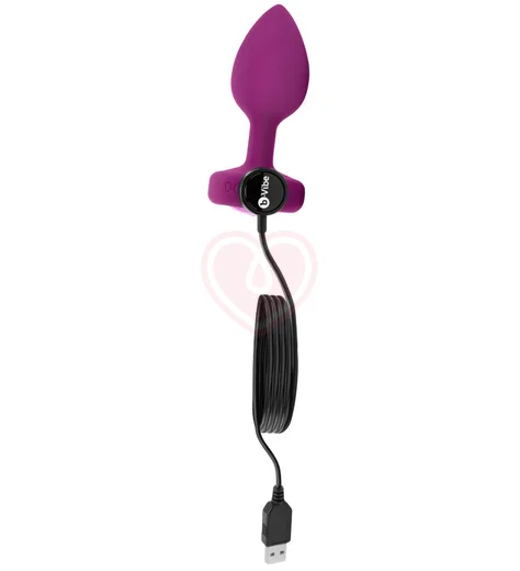 Маленькая вибропробка b-Vibe Vibrating Jewel Plug с кристаллом и пультом розовая фото 2