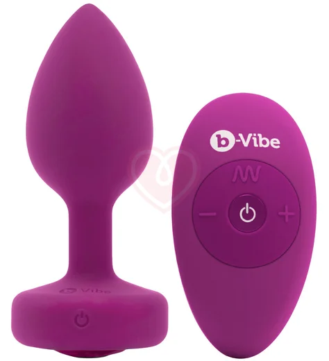 Маленькая вибропробка b-Vibe Vibrating Jewel Plug с кристаллом и пультом розовая фото 4
