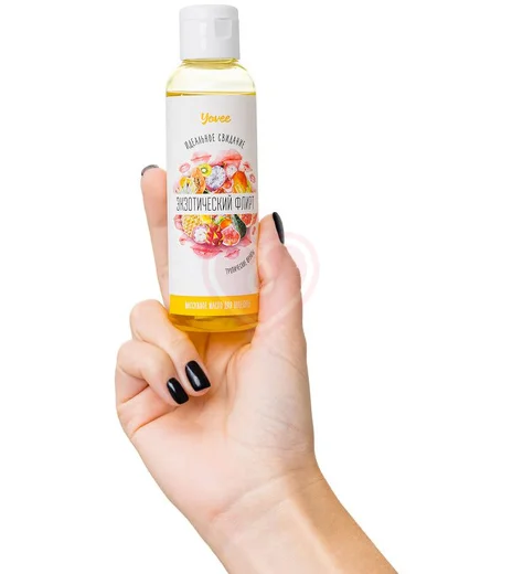 Съедобное массажное масло Yovee Экзотический флирт со вкусом тропических фруктов 125 мл фото 2