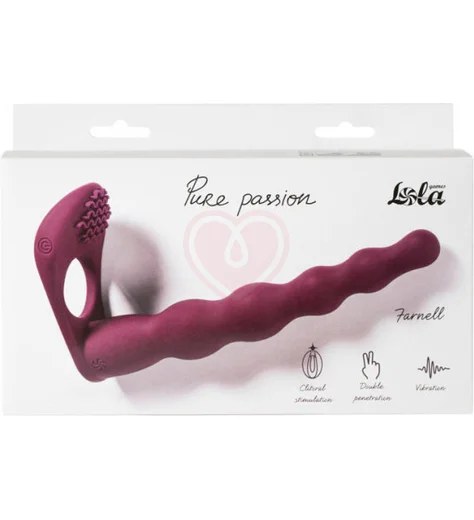 Вибронасадка для двойного проникновения со стимуляцией клитора Pure Passion Farnell 17 см бордовая фото 2