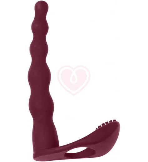 Вибронасадка для двойного проникновения со стимуляцией клитора Pure Passion Farnell 17 см бордовая фото 3