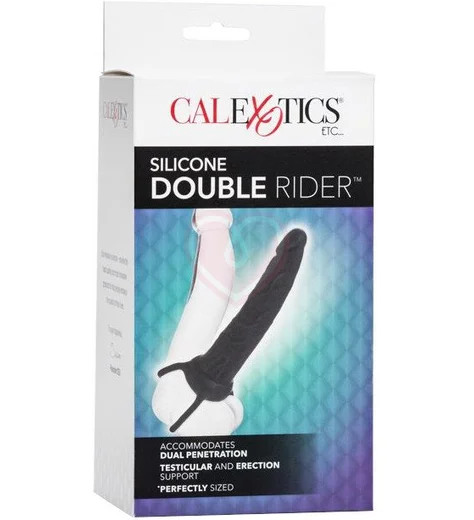 Насадка с креплением на пенис Silicone Double Rider чёрный фото 5