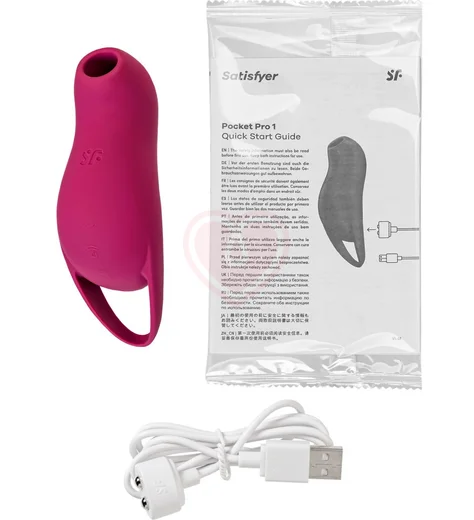 Вакуумый вибростимулятор клитора Satisfyer Pocket Pro 1 бордовый фото 4