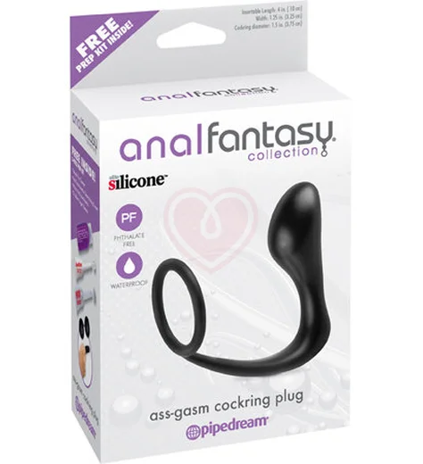 Анальная пробка с кольцом на пенис Pipedream Ass-Gasm Cockring Plug чёрный фото 3
