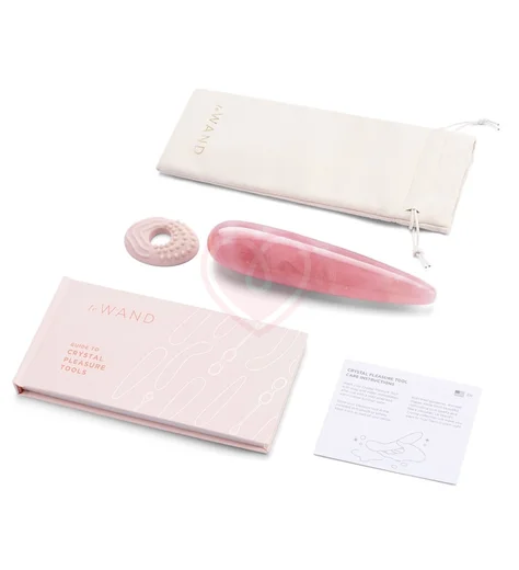 Фаллоимитатор из натурального камня Le Wand Crystal Wand розовый кварц фото 4