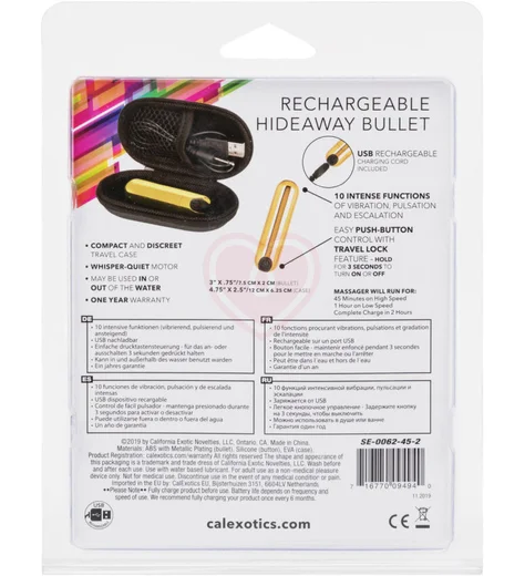 Вибропуля с чехлом для хранения Hideaway Bullet золотая фото 8