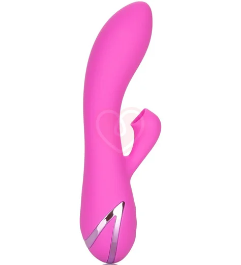 Вибратор с вакуумным клиторальным стимулятором Malibu Minx розовый фото 3