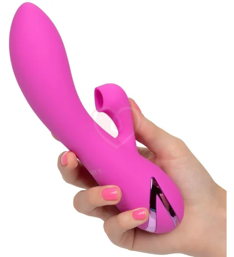 Вибратор с вакуумным клиторальным стимулятором Malibu Minx розовый фото 4