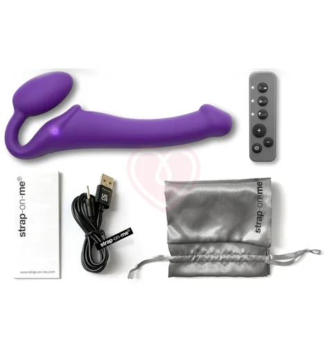 Безремневой страпон с вибрацией и пультом управления Strap-on-me XL фиолетовый фото 2