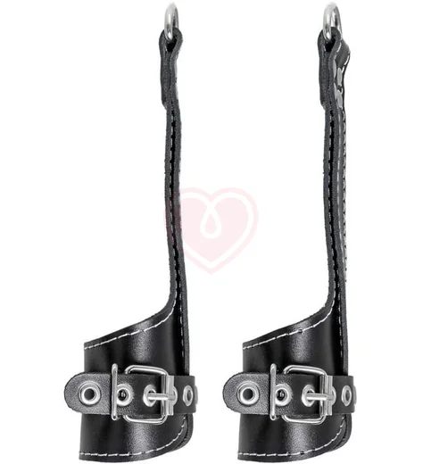 Мягкий подвес для рук с белой строчкой Pecado BDSM черный фото 3