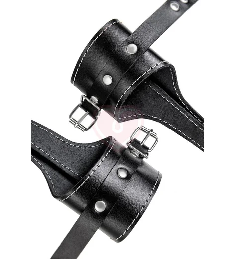 Мягкий подвес для рук с белой строчкой Pecado BDSM черный фото 7