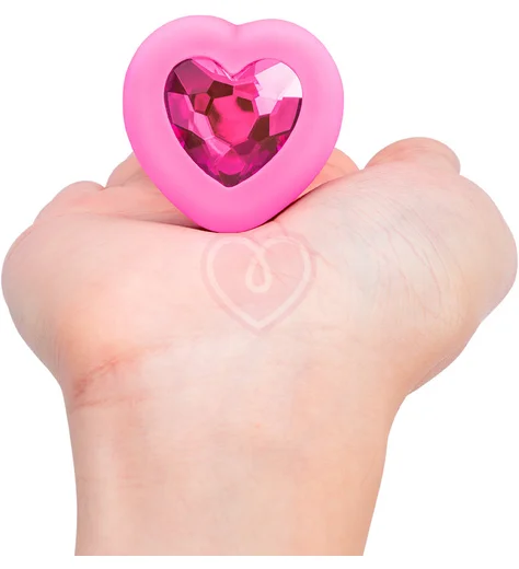 Анальная пробка с кристаллом сердцем и вибрацией b-Vibe Heart Shape Jewel Plug S/M розовая фото 4
