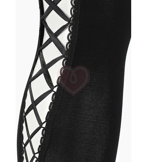 Плотные непрозрачные чулки со шнуровкой сзади Sense чёрные фото 2