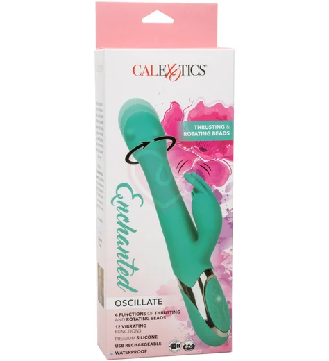 Вибратор-кролик Enchanted Oscillate с вращением голубой фото 5