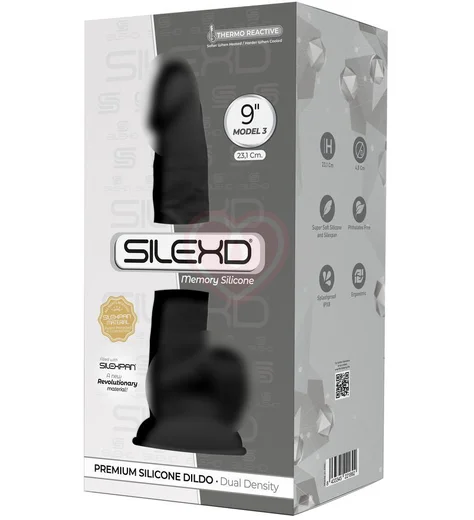 Реалистичный фаллоимитатор Silexd Model 3 23 см чёрный фото 2