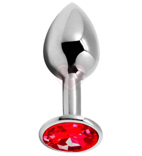 Стальная анальная пробка Alive Mini Metal Butt S с красным кристаллом фото 1