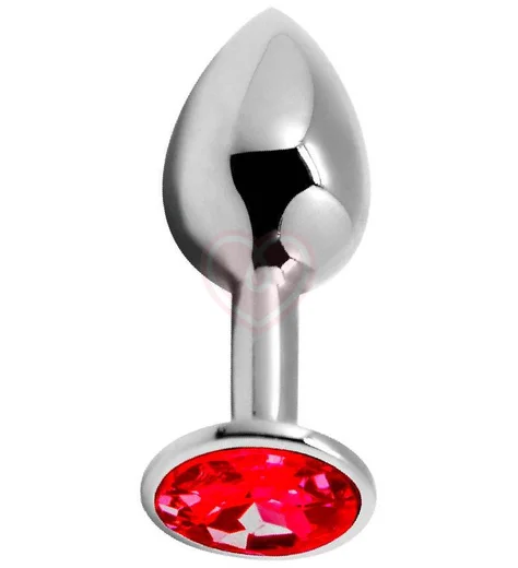 Стальная анальная пробка Alive Mini Metal Butt M с красным кристаллом фото 1