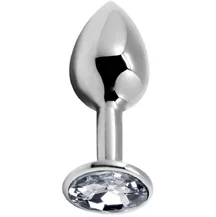 Стальная анальная пробка Alive Mini Metal Butt L с белым кристаллом