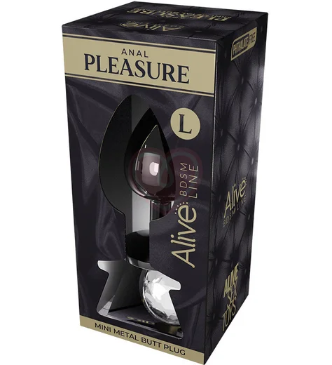 Стальная анальная пробка Alive Mini Metal Butt L с белым кристаллом фото 2