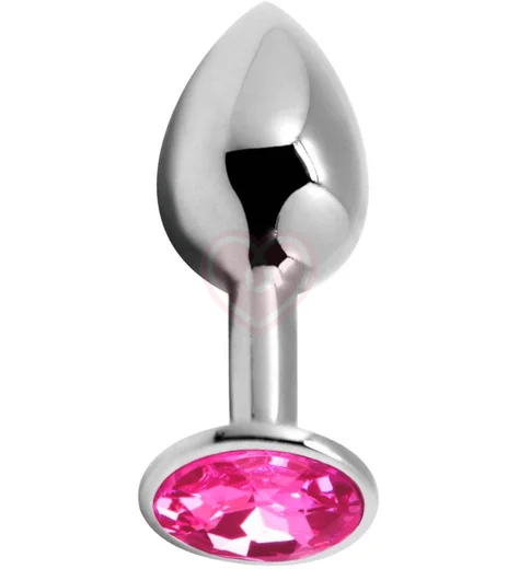 Стальная анальная пробка Alive Mini Metal Butt L с розовым кристаллом фото 1