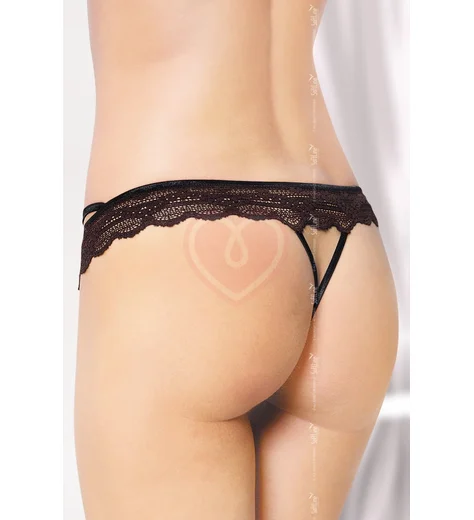 Открытые стринги с двойной резинкой чёрные фото 2