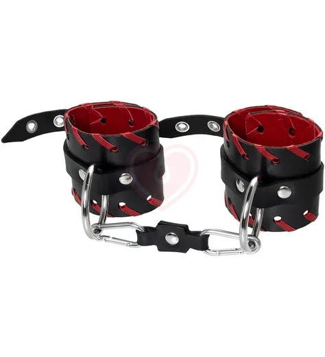 Наручники с красной окантовкой Pecado BDSM черные фото 2