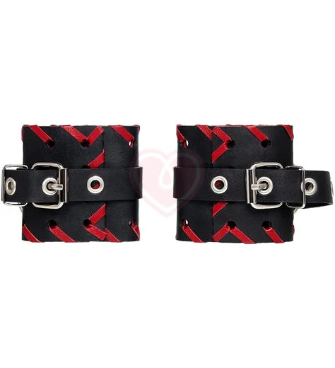 Наручники с красной окантовкой Pecado BDSM черные фото 4