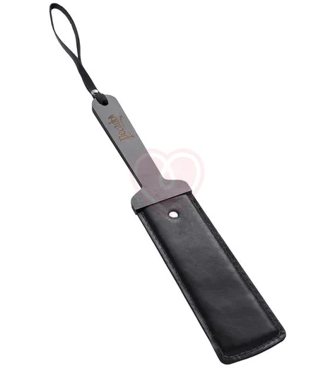 Твердый паддл из натуральной кожи Pecado BDSM 37 см черный фото 3