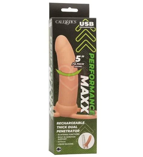 Насадка для двойного проникновения с вибрацией Thick Dual Penetrator телесная фото 3