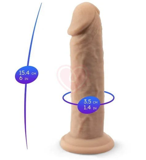 Реалистичный фаллоимитатор на присоске с эффектом памяти Silexd Model 2 Real Skin 15 см телесный фото 2