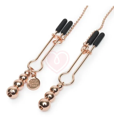 Металлические зажимы для сосков и клитора Fifty Shades Freed All Sensation золотые фото 6