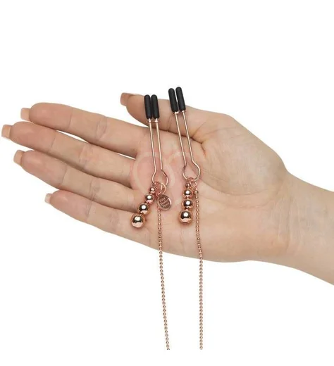 Металлические зажимы для сосков и клитора Fifty Shades Freed All Sensation золотые фото 7